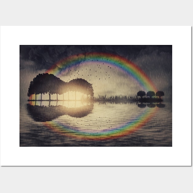 Guitar island over the rainbow Wall Art by psychoshadow